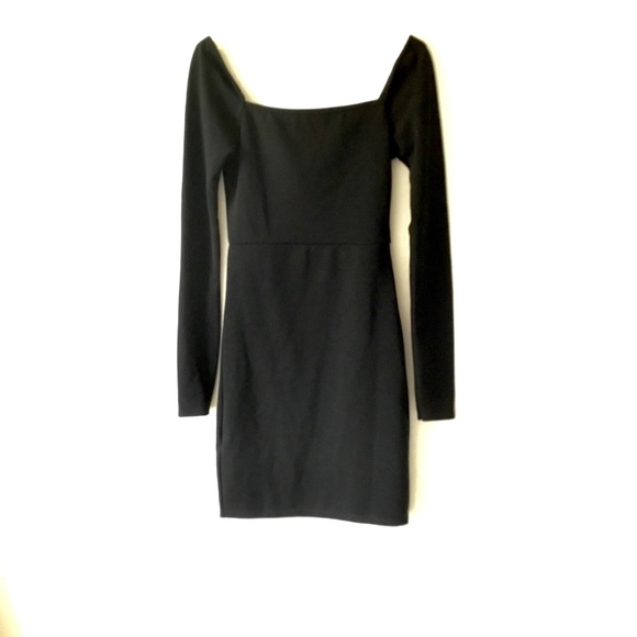 Nasty Gal Long Sleeve Faux Wrap Black Mini Dress Size 4 - Picture 3 of 8
